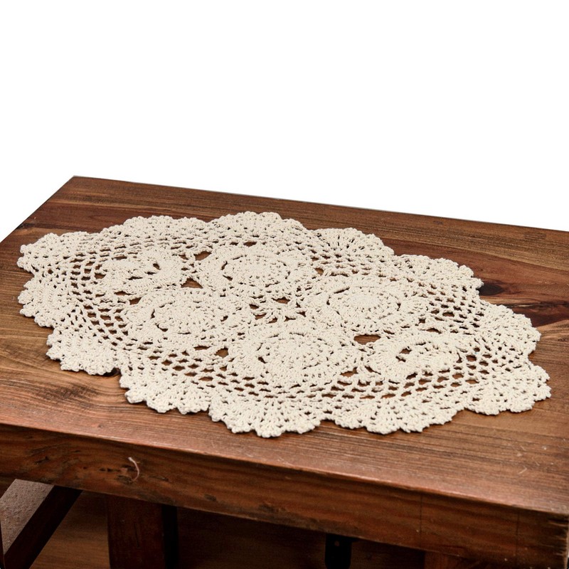 Feyarl 2 Pcs Crochet Cotton Lace Table Placemats Handmade Doilies,