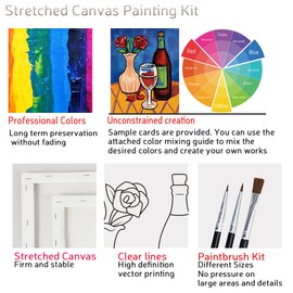 VALLSIP 2 Pack Paint and Sip Canvas Painting Kit Pre Drawn Canvas for Painting for adults Stretched Canvas Couples Games Date Night Afro Anniversary Couple Still life Paint Party Favor