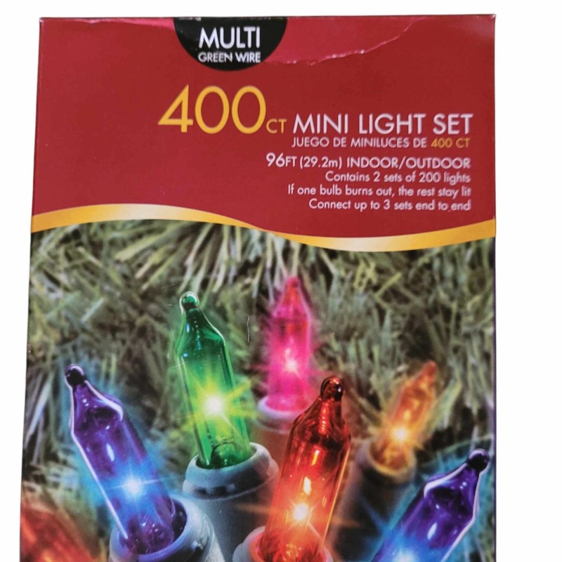 Holiday Time 400 Count Mini Light Set Multi/green Wire Christmas