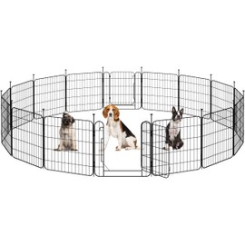 Yaheetech Dog Playpen for Puppy/Small Dogs, Foldable Pet Pen Expandable Fence with Door for Indoor/Outdoor Use, 24 inch 16 Panels