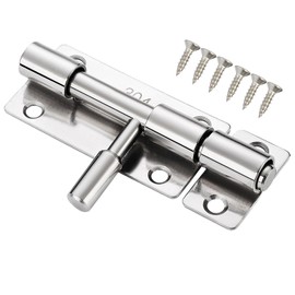 3inch Barrel Bolt Latch, Sliding Door Latch Lock, 304 Stainless Steel Thickened, Slide Bolt Latch with Screws (1Pack/Chrome)