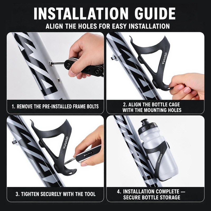 2 Pack Ultra-Light Full Carbon Fiber Bike Water Bottle Cage