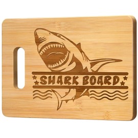 Shark Charcuterie Board, Shark Cutting Board for Meat and Cheese, Funny Cutting Board Laser Engraved Bamboo Board Serving Board Serving Tray White Elephant Gift for Friends Family Christmas