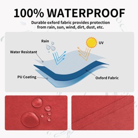 Easy-Going 100% Waterproof Outdoor Curtains Windproof Weatherproof Porch Curtains, Premium Thick Outdoor Privacy Grommet Top Panels for Patio, Gazebo and Pergola, 2 Panels, 54x120 inch, Red