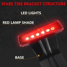 DKMGHT Spare Tire Holder Mounting Bracket Tire Carrier for Jeep Wrangler JK 07-18 with 3rd Third Brake Light Accessories 55397217AJ 68048581AA Aluminum Alloy Tire Carrier Bracket(Red Lens)