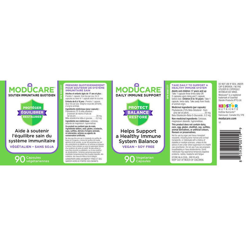 KidStar Nutrients Moducare Daily Immune Support, Plant Sterol Dietary Supplement,