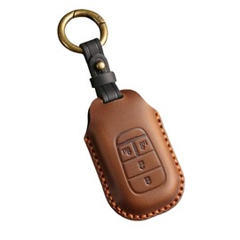 [YANMW] N-BOX Custom JF5 JF6 Key Case Compatible Honda New Step Wagon Key Cover NBOX JF5 JF6 Civic ZR-V Vezel Genuine Leather Key Chain Double Sided Sliding Door, Braun