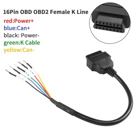 YACSEJAO OBD2 16 Pin Female Connector 1FT OBD2 to 5Pin Jumper Tester Cable Universal Pigtail DIY Mobley Adapter for Motorcycle Car Truck
