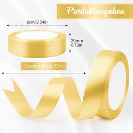 Gift Ribbon Gold Satin Ribbon Gold 20 mm, 23 m Webbing Ribbon for Wedding Decoration Satin Ribbons for Birthday Christmas Gifts Gift Packaging Festival Ribbons Webbing Silk Ribbons Flowers