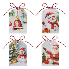 80 PCS Christmas Gift Tags with String, Christmas Decorations, Christmas Gift Tags Stickers, DIY Christmas Gift Wrap, Merry Christmas Tags, Christmas Gift for Women Men, White Elephant Gifts Tags