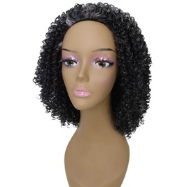 LUXLUXE Alexandra Curly Layered 14 in Long Half Wig Mix Human Hair and Synthetic Fibers, Multiple Shades of Natural & Blended Colors