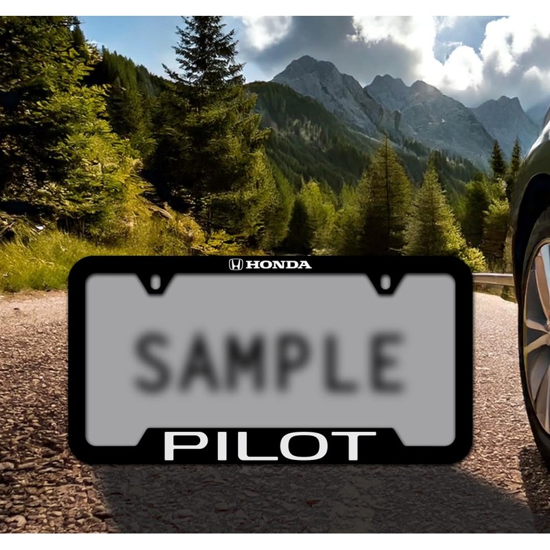 Honda Pilot UV Printed Black Plastic License Plate Frame
