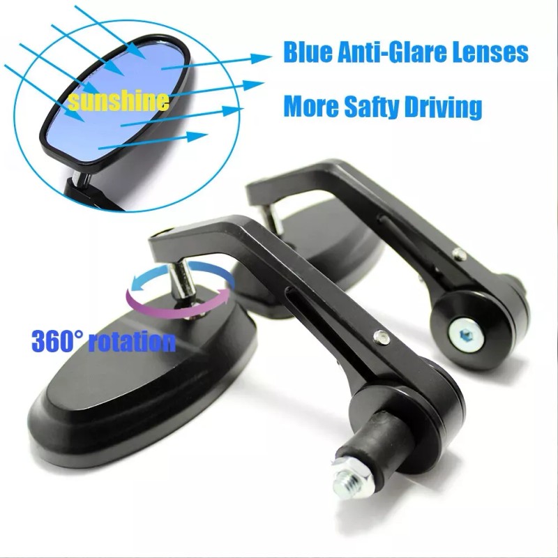 Unbranded Motorcycle 7/8" Handle Bar End Rearview Side Mirrors Fit