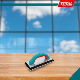 Total - Rubber Trowel for Joints | 230 x 100 mm | Ideal for Spreading Grout, Mortar, Plaster | Ergonomic Bi-Material Handle | Durable Masonry Tool, Blue, Rubber