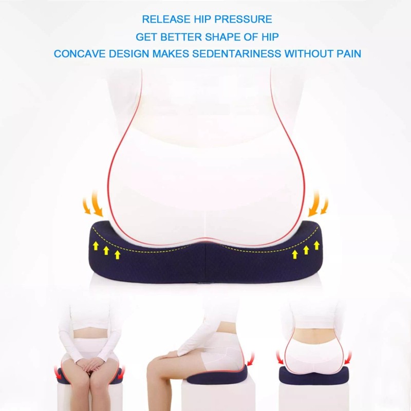 Cvixmalia Seat Cushion Premium Memory Foam Non-Slip Coccyx Tailbone Cushion