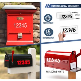 Custom Mailbox Number Vinyl Sticker Decal - House Numbers for Outside Waterproof Stickers Address Sign Modern Style Lettering (Reflective Vinyl, 1.25" High x Up to 10" Long)