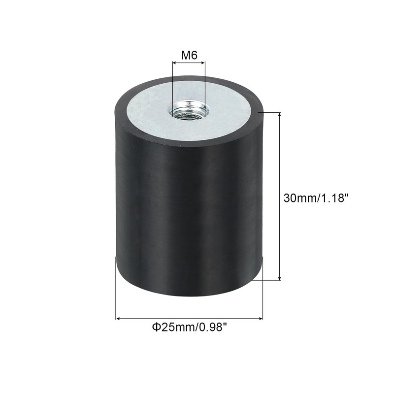 sourcing map 8Pcs 25 x 30mm M6 Thread Female Rubber
