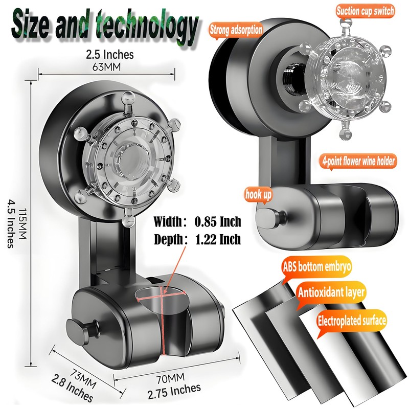 Adjustable Suction Cup Shower Head Holder – Wall Mounted Suction