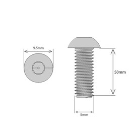 M5 (5mm x 50mm) Hex Socket Button Head Screws - BZP Steel (Pack of 20)