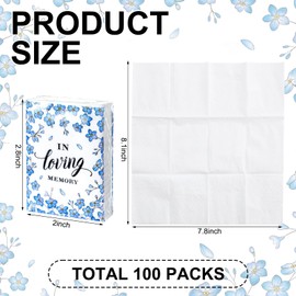 Eaasty 100 Packs Funeral Facial Tissues in Loving Memory Travel Size Pocket Tissues Funeral Favors Mini Small Individual Travel Packs Soft Paper Facial for Celebration of Life (Forget Me Not Flowers)