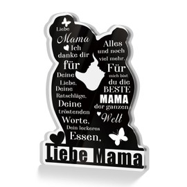 Putuo Decor Acrylschild Liebe Mama – Geschenk mit Dankesbotschaft – Dekoration für Muttertag, Geburtstag, Alltag