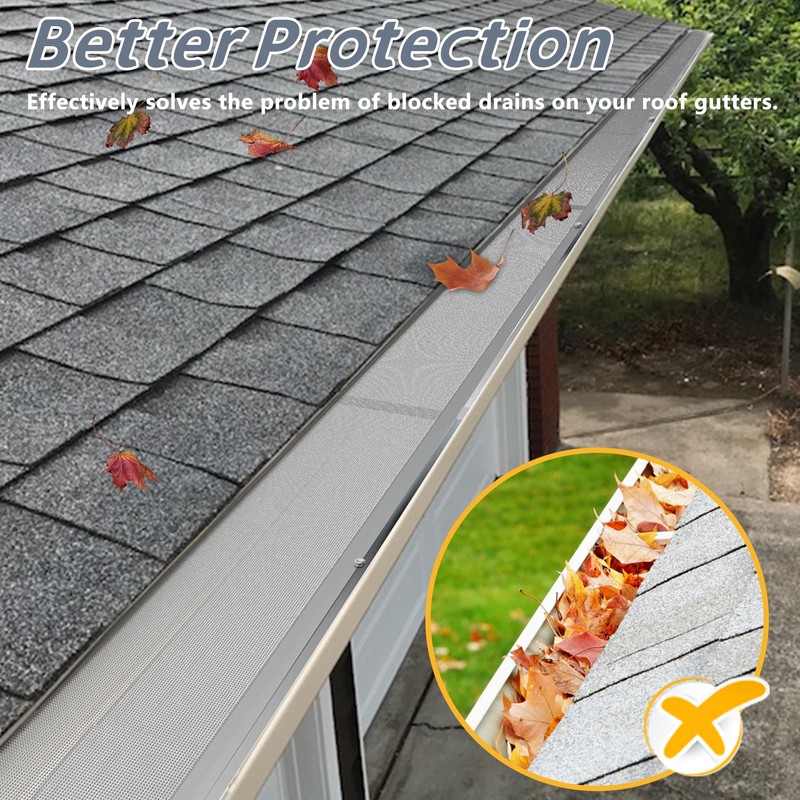 Flamorrow Stainless Steel Gutter Guard, 23Ft Gutter Cover, Micro-Mesh Leaf