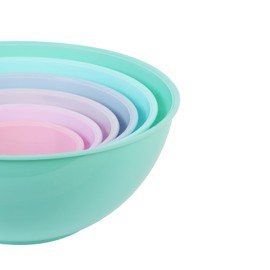 BoxedHome BPA Free Plastic Round Mixing Bowl with Lids, 12 Pack Nesting Bowls with Lids Set, Microwave and Dishwasher Safe Prep & Serving Bowls Great for Mixing, Baking, Serving (pinkish green, 12pcs)