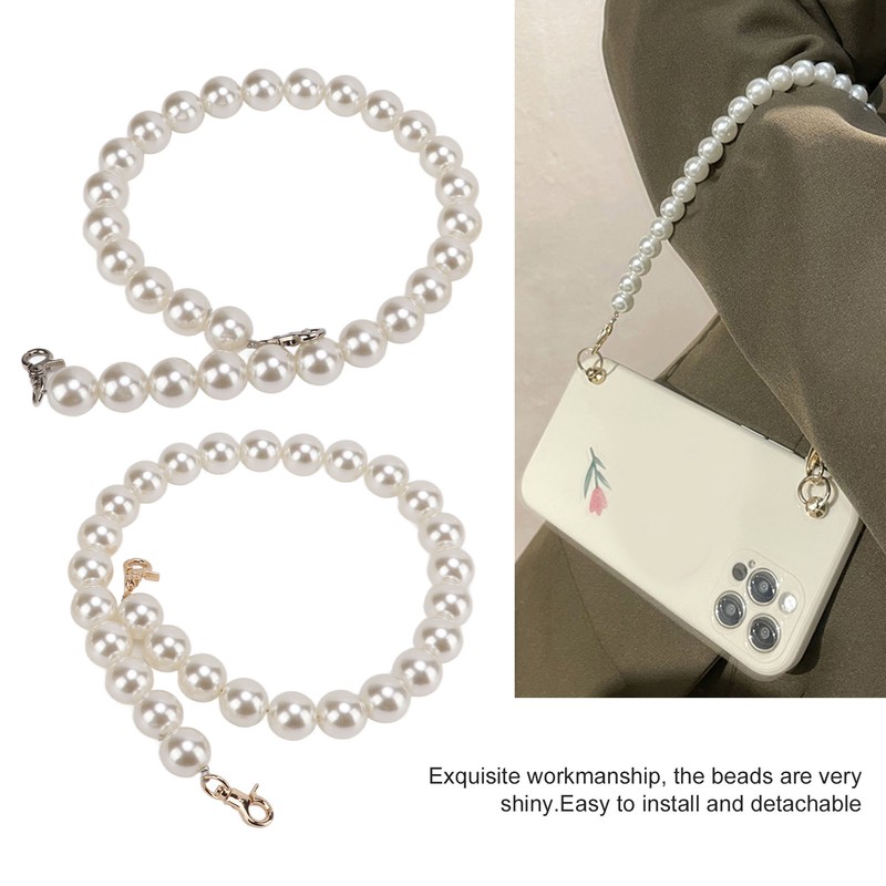 2Pcs Pearl Bead Bag Chain 60cm Workmanship Easily Install Detachable