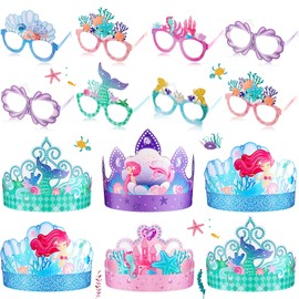40 Pcs Mermaid Birthday Decorations Mermaid Party Hats Mermaid Party Favors Mermaid Themed Paper Eyeglasses Mermaid Crowns Mermaid Birthday Party Decorations Mermaid Hats for Kids Birthday Party Decor