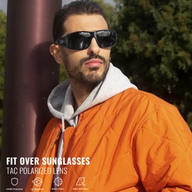 Myiaur 2 Pack Polarised Over Glasses Sunglasses for Men Women Rectangle Frame UV400 Protection for Driving, Fishing & Outdoor Activities