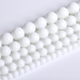 6mm 66pcs Natural White Porcelain Agates Stone Round Beads for Jewelry Making Spacer Loose Spacers Beads DIY Bracelets 15" Strand