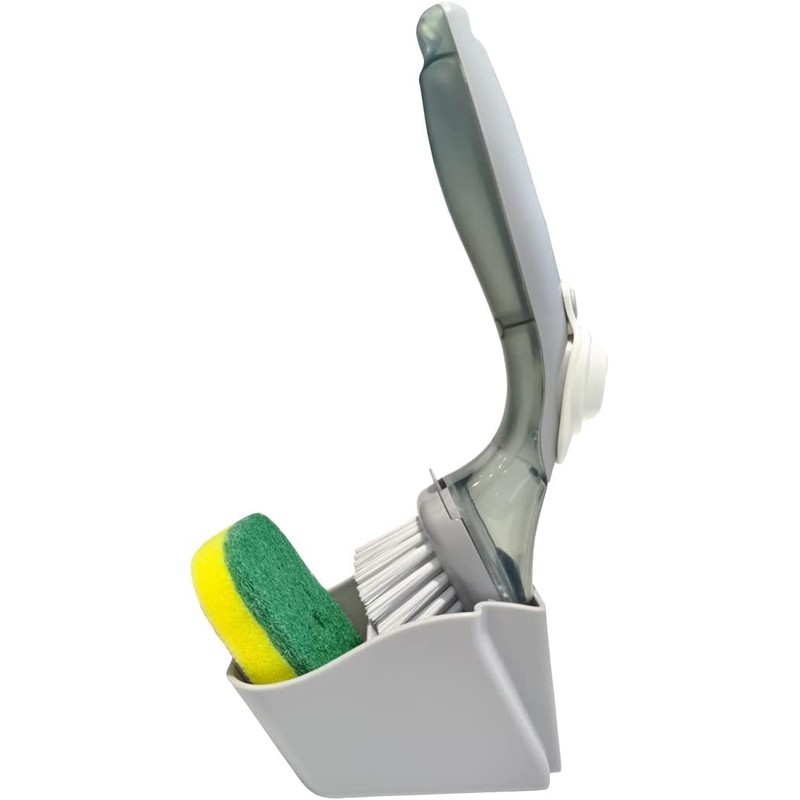 CQT Soap Dispenser Washing Up Brush, Dish Scrubber with Handle,