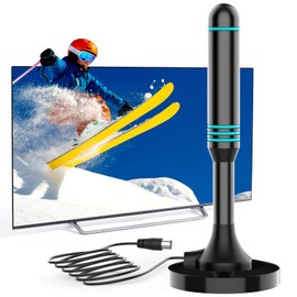 Indoor TV Aerial – Freeview Digital HD Aerial for Smart TV, 360° Reception up to 250 Miles, VHF/UHF Signal, Supports 4K 1080p, Easy Setup