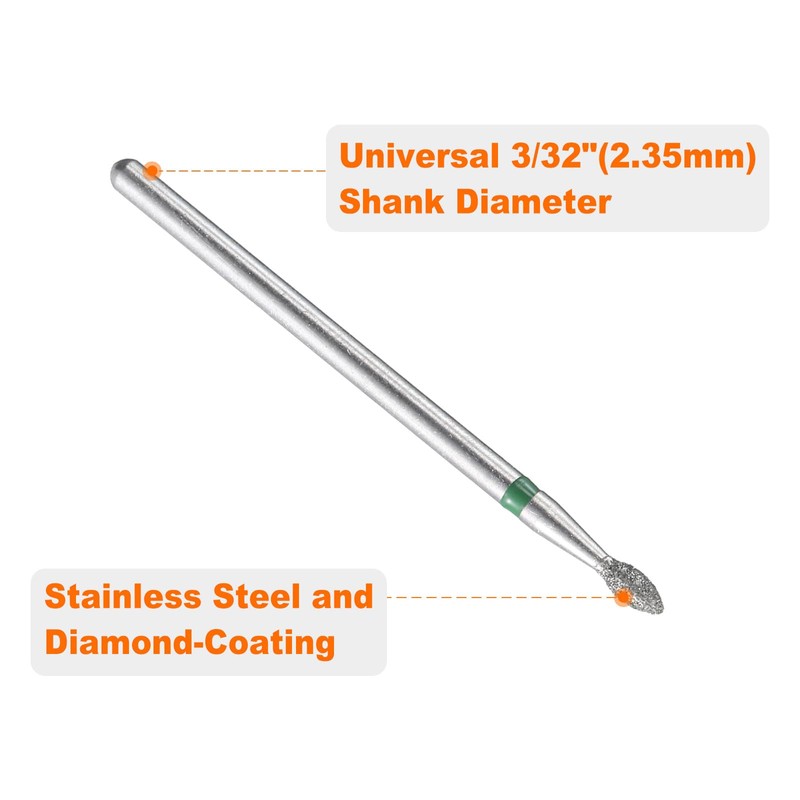 sourcing map 10pcs 100-120 Grits Diamond Grinding Bit 2.3mm Oval