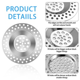 2 Pcs Sink Strainer Plug, Kitchen Strainer Drain Protector, Sink Hair Catcher Stainless Steel Sink Plug Hair Catcher Sink Drain Strainer Protector Hair Stopper Shower Drain Covers for Kitchen Bathroom