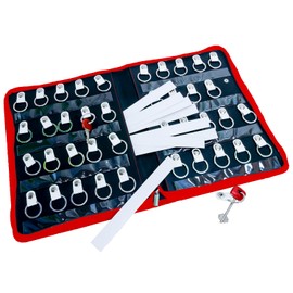 ZENKI - Portable Key Organizer - Waterproof Zipper Bag - Professional and Household, Property Manager - Key Case (40 Keychains) (Red)