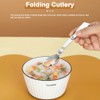 3 PCS Foldable Stainless Steel Spoons Fork with Case Portable