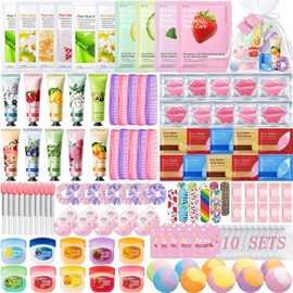 140 PCS Spa Party Supplies for Women, Sleepover Spa Party Favors Include Face Masks, Facial Cleanser, Hand Cream, Lip Balm, Under Eye Patches, Lip Mask, Foot Bath Bombs, Spa Birthday Party Supplies