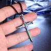 PAMTIER Men's Stainless Steel Nail Cross Pendant Necklace Christian Jesus