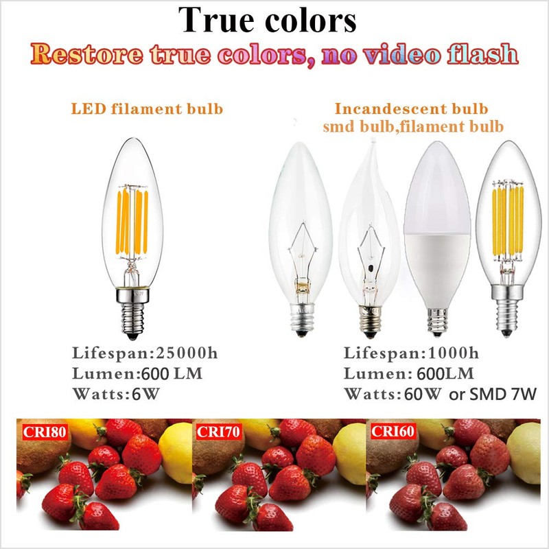 LiteHistory Dimmable B10 led Bulb 6W Equal 60W led Candelabra