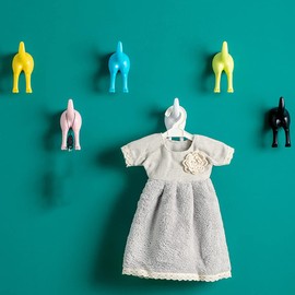 WBANGIAO 4Pcs Nordic Plastic Dog Tail Hooks Wall Mounted Coat Hat for Key Hanger Decorati-White