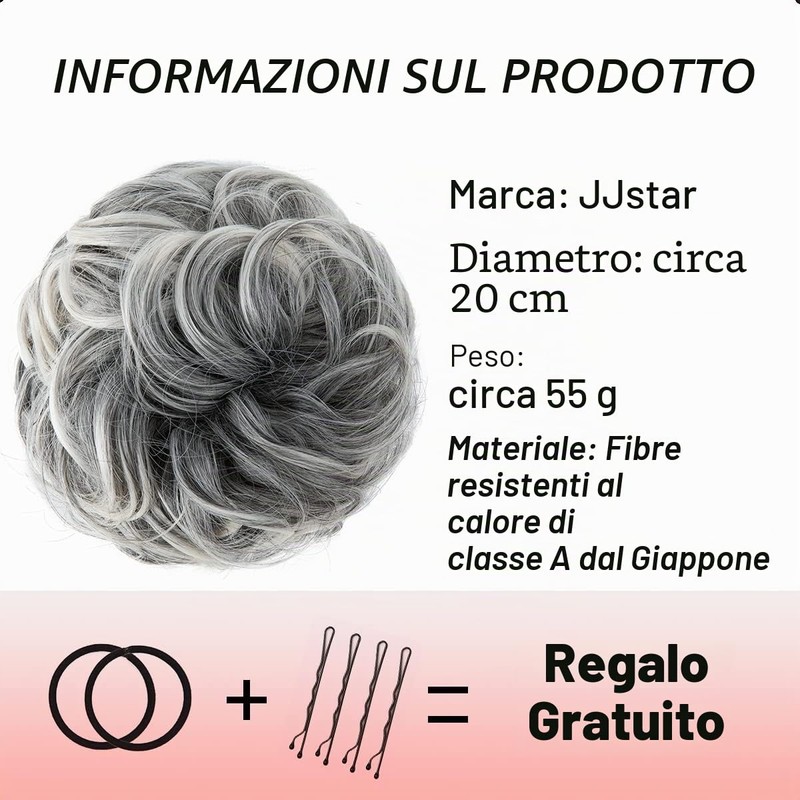 JJstar Chignon Parrucche Capelli Grandi Posticci Ricci Ondulati Capelli Naturali