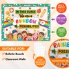 Decorably 64 Pcs Cutouts Rainbow Bulletin Board Decorations Set with
