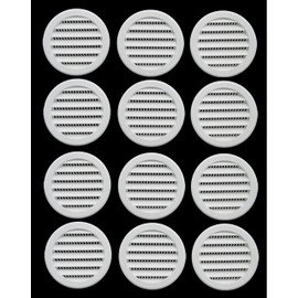 3" Round Plastic Louver Soffit Air Vent Reptile Screen Grille Cover (12, White)