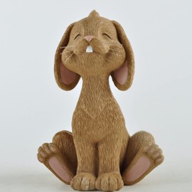 JFSM INC. Sacred Rabbit: Fertility and Rebirth Brown Bunny Rabbit Smiling Figurine Cute Collectible - Easter Decorations, Cute Bunny Gifts, Gifts for Bunny Lovers, Bunny Mom Gifts