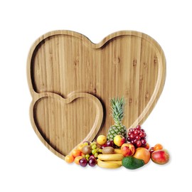 Wooden Serving Tray Heart Shaped Cheese Board Salad Plate Dinner Plate Cake Plate Decorative Serving Platter Plate for Snack Candy Food Fruit Decor (Size:10.63x10.63x0.63inch)