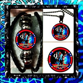MOLLY HATCHET THE WARRIOR OF SOUTHERN ROCK SETBRACELET NECKLACE PIN