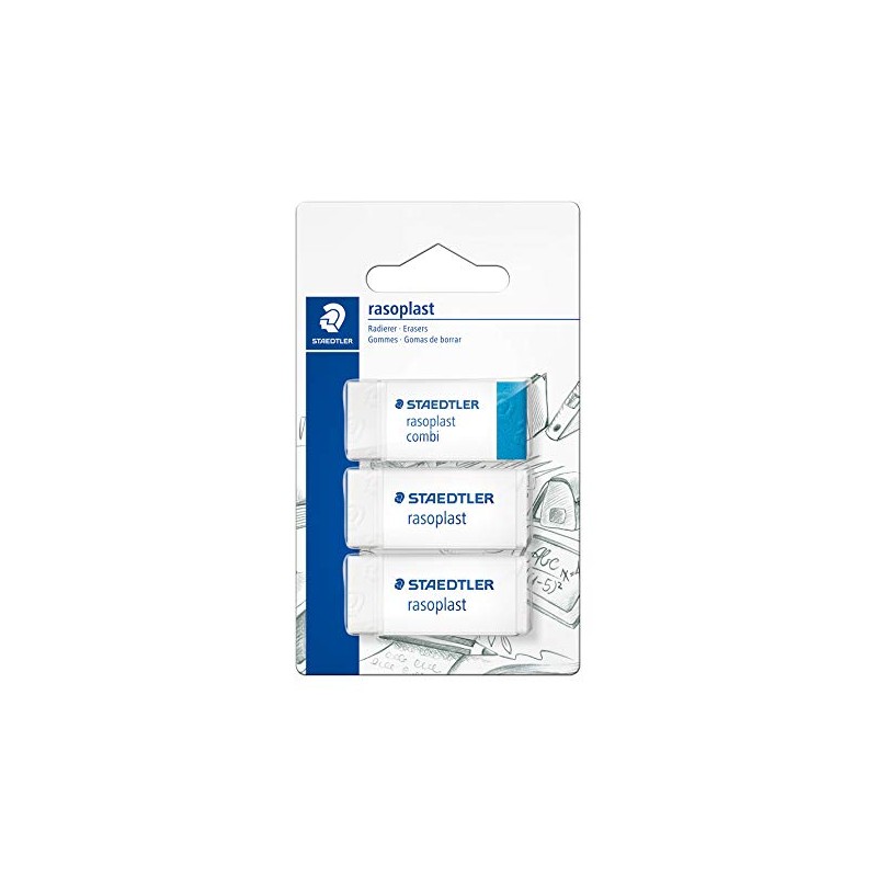 Staedtler 526-S BK3D Eraser Blister Card with 2 Pieces of