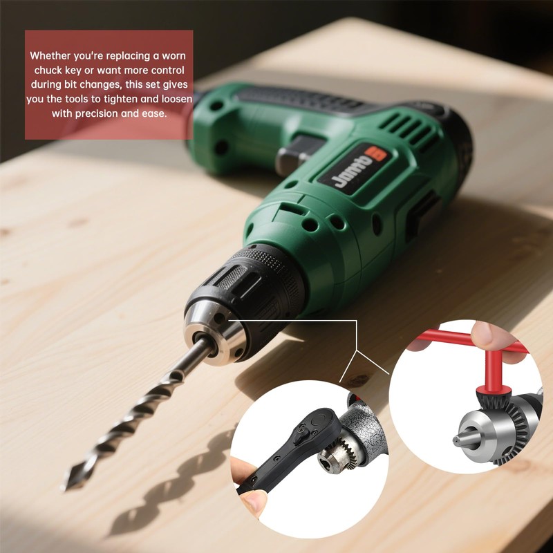 Ratchet Drill Chuck Key Wrench Set – 2-in-1 Single-Head Handle