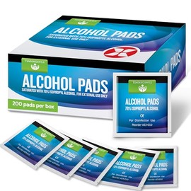 Almohadillas de preparación de alcohol, 200 toallitas estériles con alcohol envueltas individualmente, saturadas con 70% de isopropilo, para el hogar,